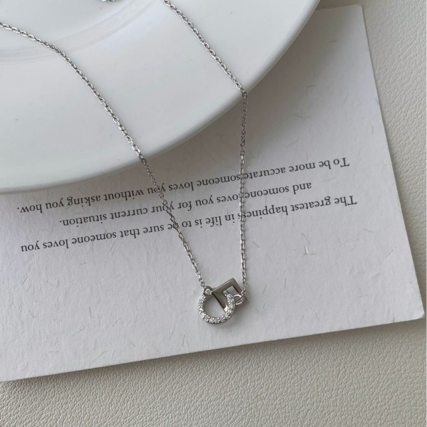 925 Sterling Silver Geometric Circle Necklace
