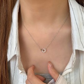 925 Sterling Silver Geometric Circle Necklace