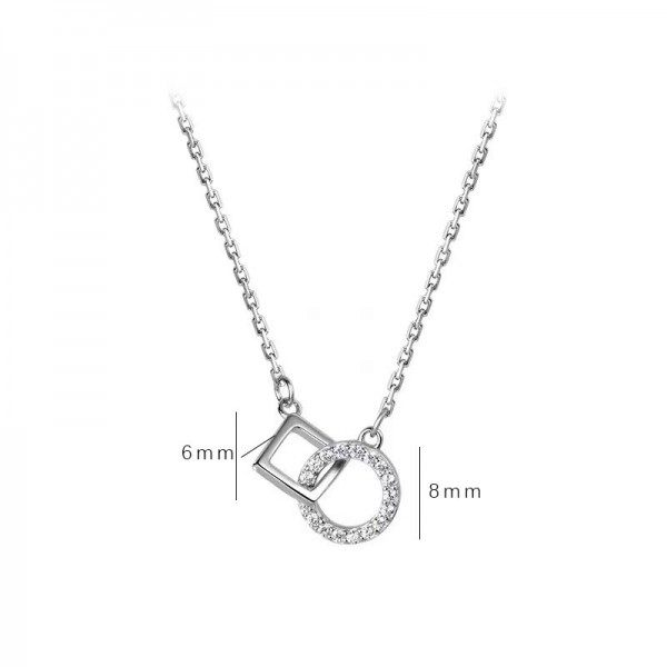 925 Sterling Silver Geometric Circle Necklace