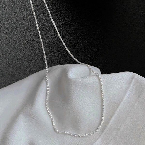 925 Sterling Silver Simple Flash Chain Necklace