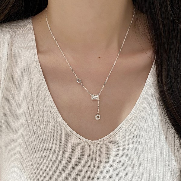 925 Sterling Silver Cylindrical Geometric Necklace