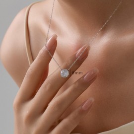 925 Sterling Silver Necklace Single Zirconium Rose