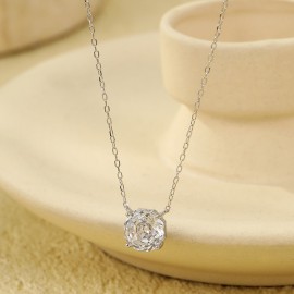 925 Sterling Silver Necklace Single Zirconium Rose