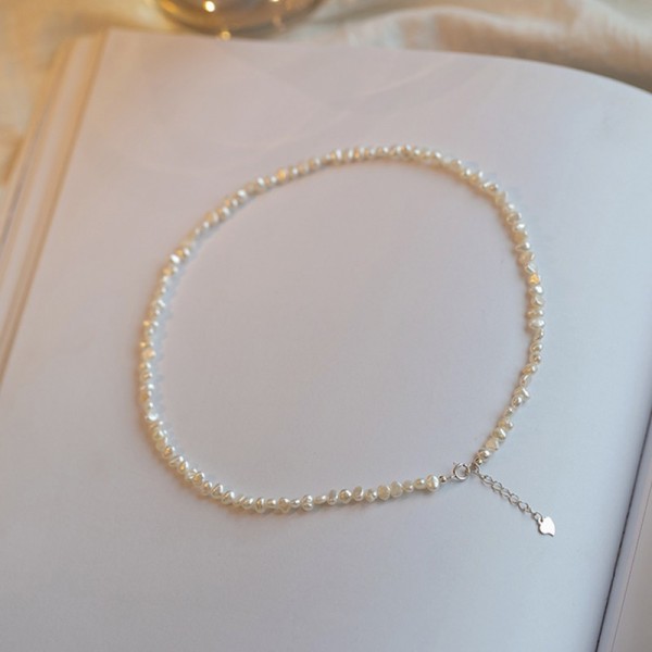 925 Sterling Silver Irregular Pearl Necklace