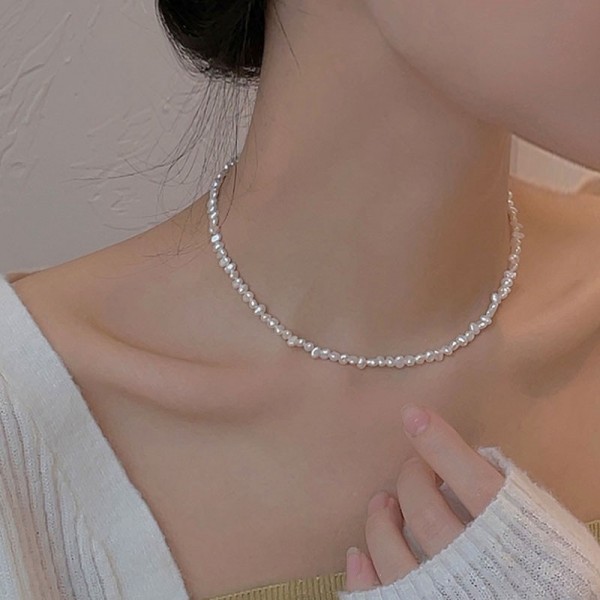 925 Sterling Silver Irregular Pearl Necklace
