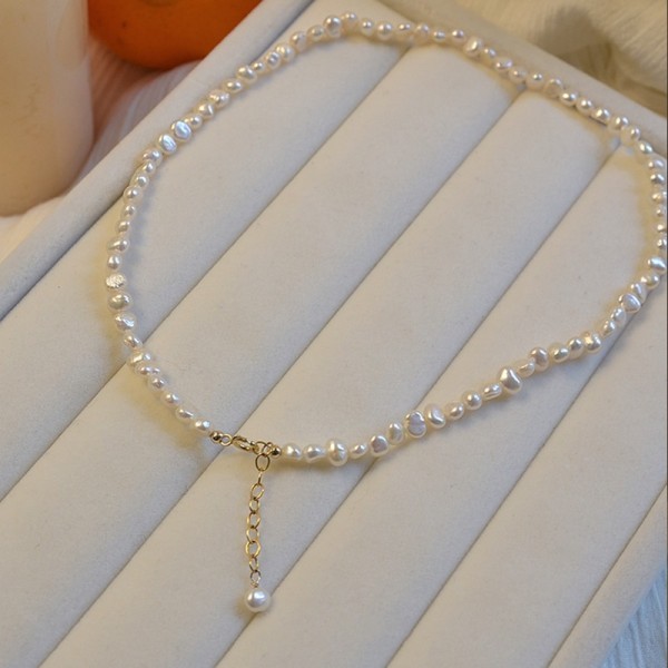 925 Sterling Silver Irregular Pearl Necklace