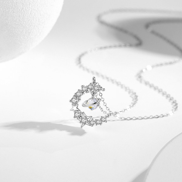 925 Sterling Silver Necklace Milky Way