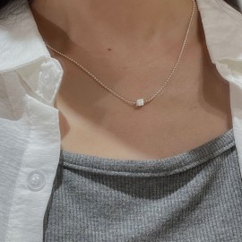 925 Sterling Silver Cube Necklace 