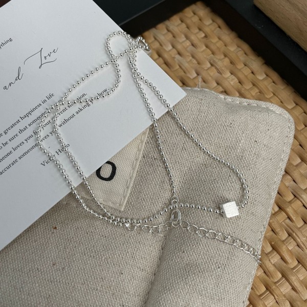 925 Sterling Silver Cube Necklace 