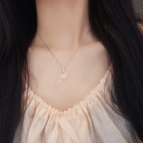 925 Sterling Silver crystal pendant Necklace