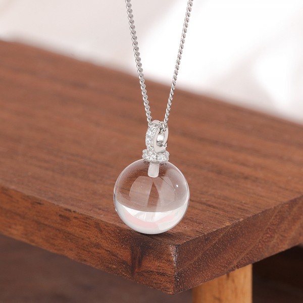 925 Sterling Silver crystal pendant Necklace