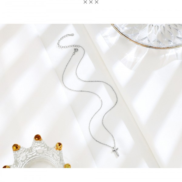 925 Sterling Silver Necklace Smooth Cross