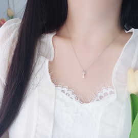 925 Sterling Silver Necklace Smooth Cross