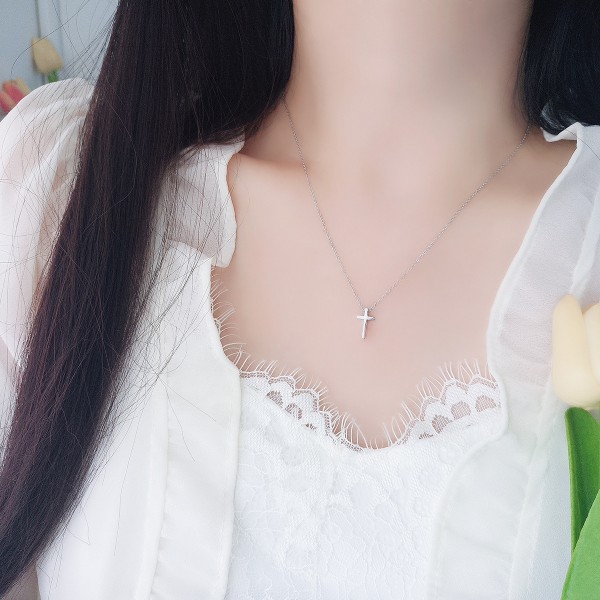 925 Sterling Silver Necklace Smooth Cross