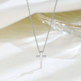 925 Sterling Silver Necklace Smooth Cross