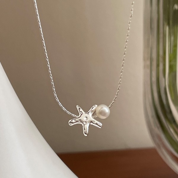 925 Sterling Silver Starfish Pearl Necklace