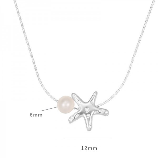 925 Sterling Silver Starfish Pearl Necklace