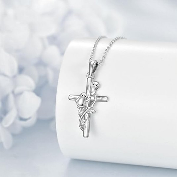 925 Sterling Silver Penguin Cross Necklace