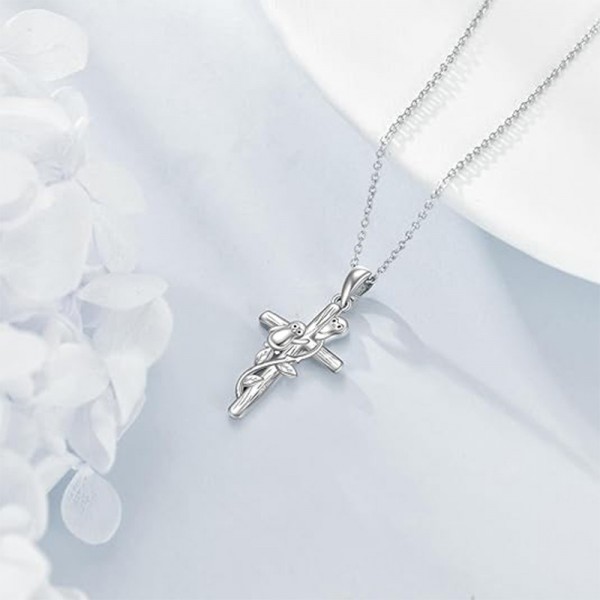 925 Sterling Silver Penguin Cross Necklace