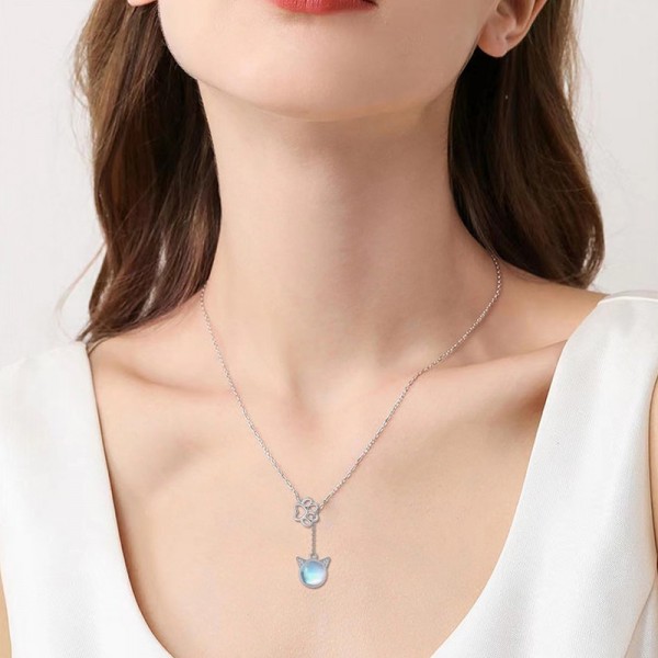 925 Sterling Silver Necklace Cat Crystal