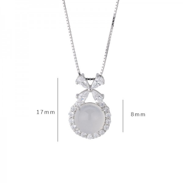 925 Sterling Silver Bow Crystal Necklace