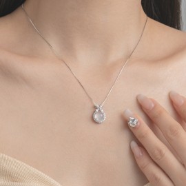 925 Sterling Silver Bow Crystal Necklace