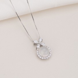 925 Sterling Silver Bow Crystal Necklace