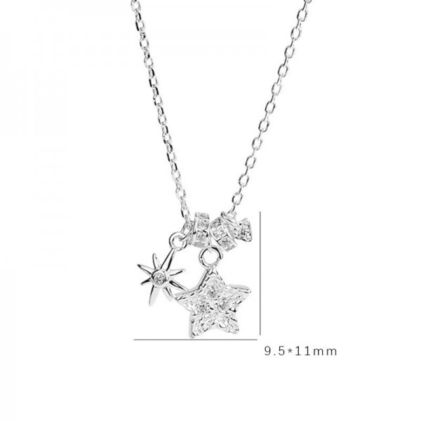 925 Sterling Silver Necklace Zircon Star