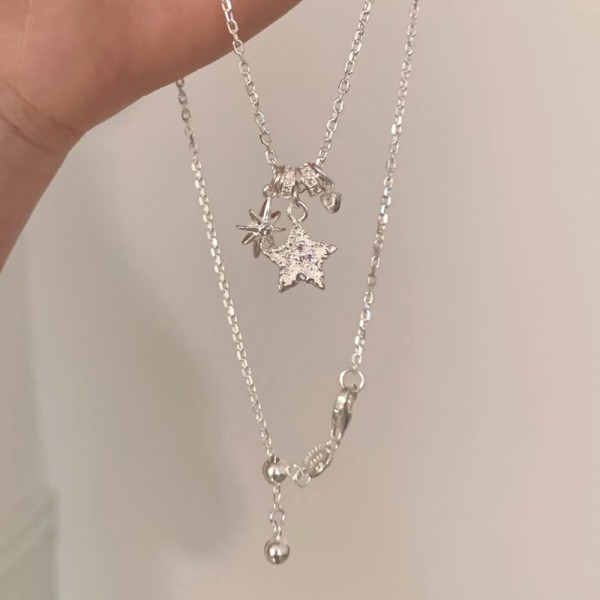 925 Sterling Silver Necklace Zircon Star