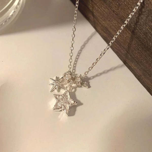 925 Sterling Silver Necklace Zircon Star