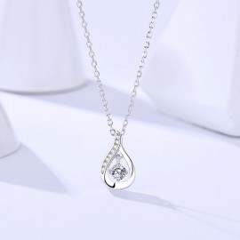 925 Sterling Silver Water droplet single zirconium...