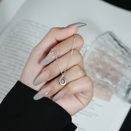 925 Sterling Silver Water droplet single zirconium...