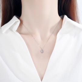 925 Sterling Silver Water Droplet Crystal Necklace...