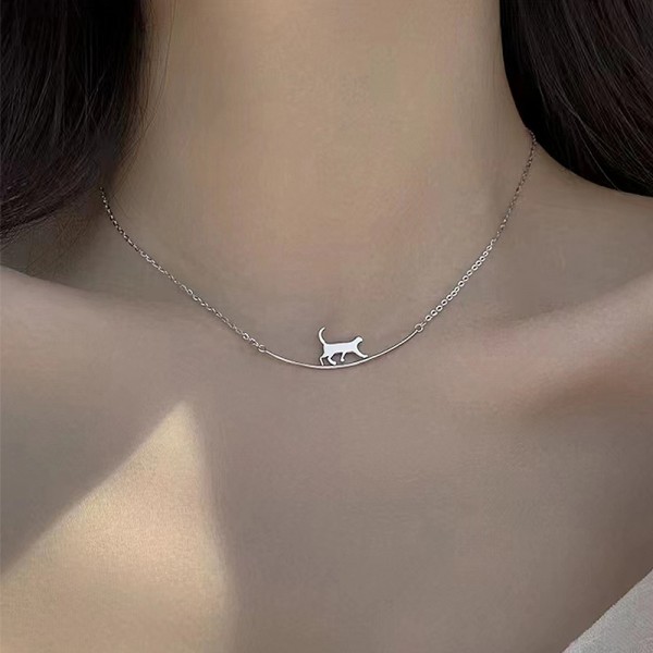 925 Sterling Silver kitten Necklace