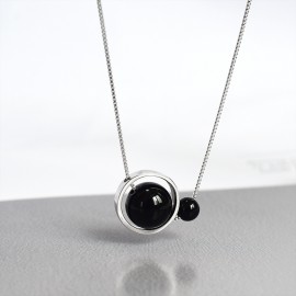 925 Sterling Silver Black Agate Necklace