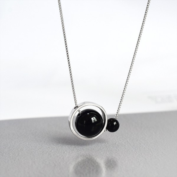 925 Sterling Silver Black Agate Necklace