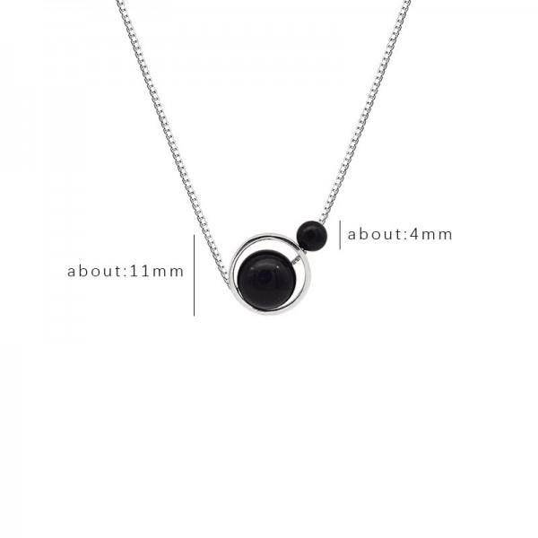 925 Sterling Silver Black Agate Necklace