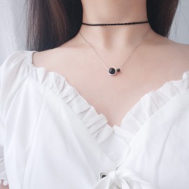 925 Sterling Silver Black Agate Necklace