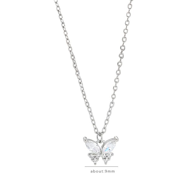 925 Sterling Silver Little Butterfly Zircon Necklace