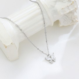 925 Sterling Silver Little Butterfly Zircon Neckla...