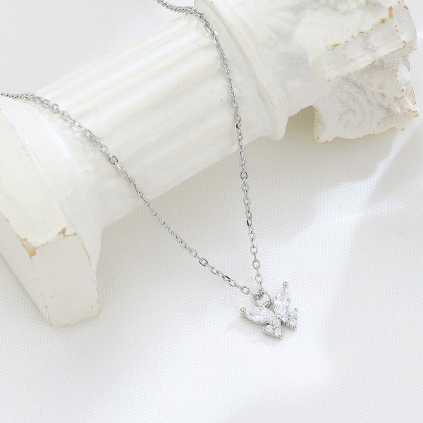 925 Sterling Silver Little Butterfly Zircon Necklace