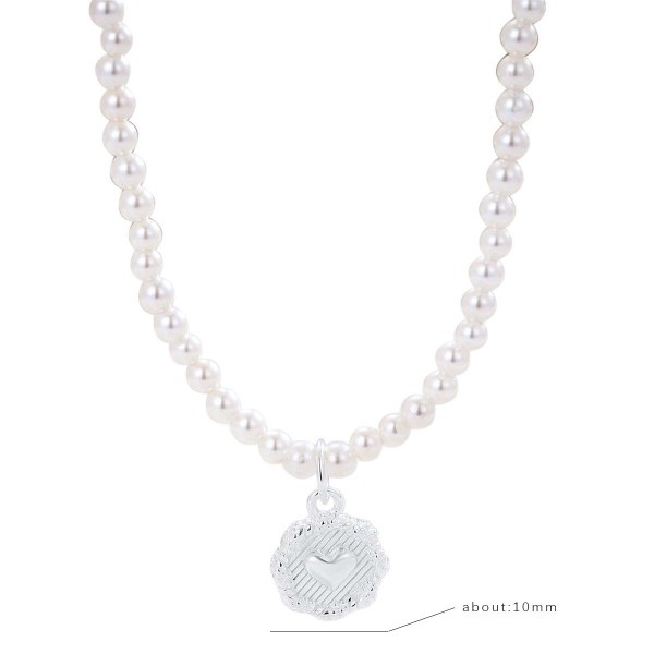 925 Sterling Silver Pearl Circle Brand Necklace