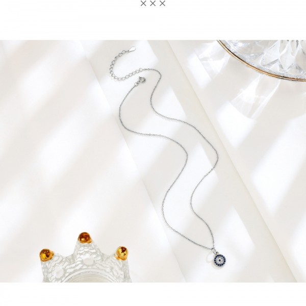 925 Sterling Silver Disk Group Inlaid Necklace ﻿