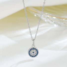 925 Sterling Silver Disk Group Inlaid Necklace ﻿