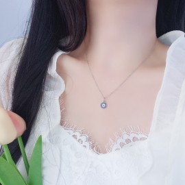 925 Sterling Silver Disk Group Inlaid Necklace ﻿