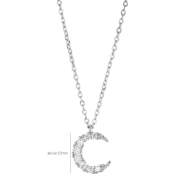 925 Sterling Silver Zircon Moon Necklace