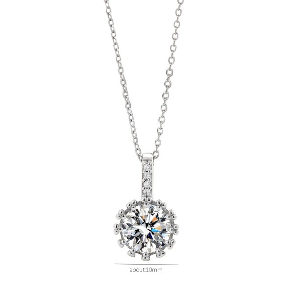925 Sterling Silver Single Zirconium Pendant Necklace
