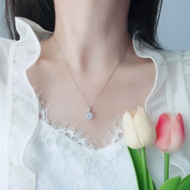 925 Sterling Silver Single Zirconium Pendant Neckl...