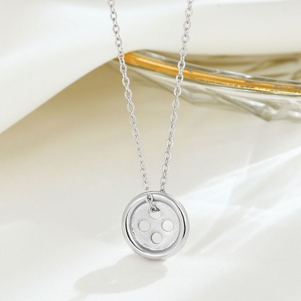 925 Sterling Silver Button Necklace