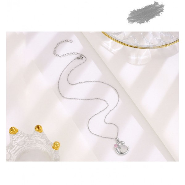 925 Sterling SilverJade Marrow Moon Rabbit Necklace